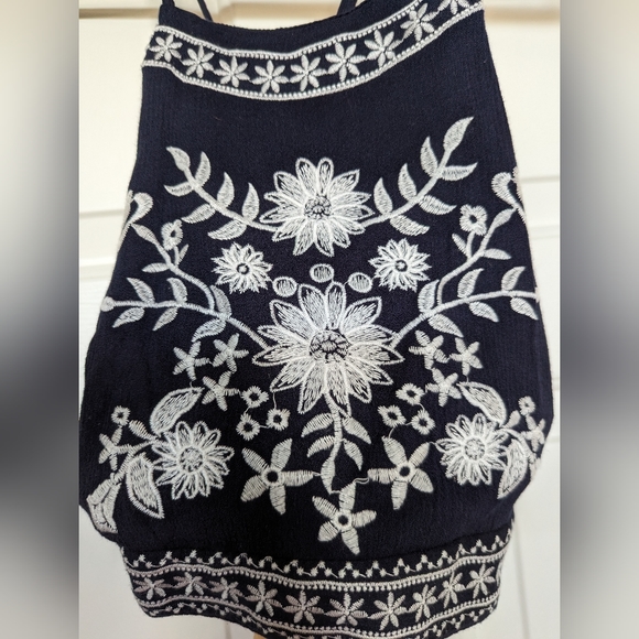 💙 Papaya Tiny Tie top, Navy Blue 💙 & White, size M, EUC - Picture 2 of 4